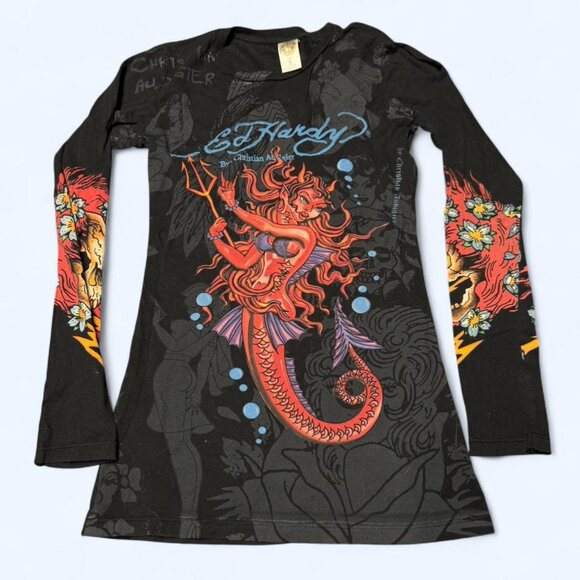 Ed Hardy Tops - red mermaid long sleeve ed hardy top